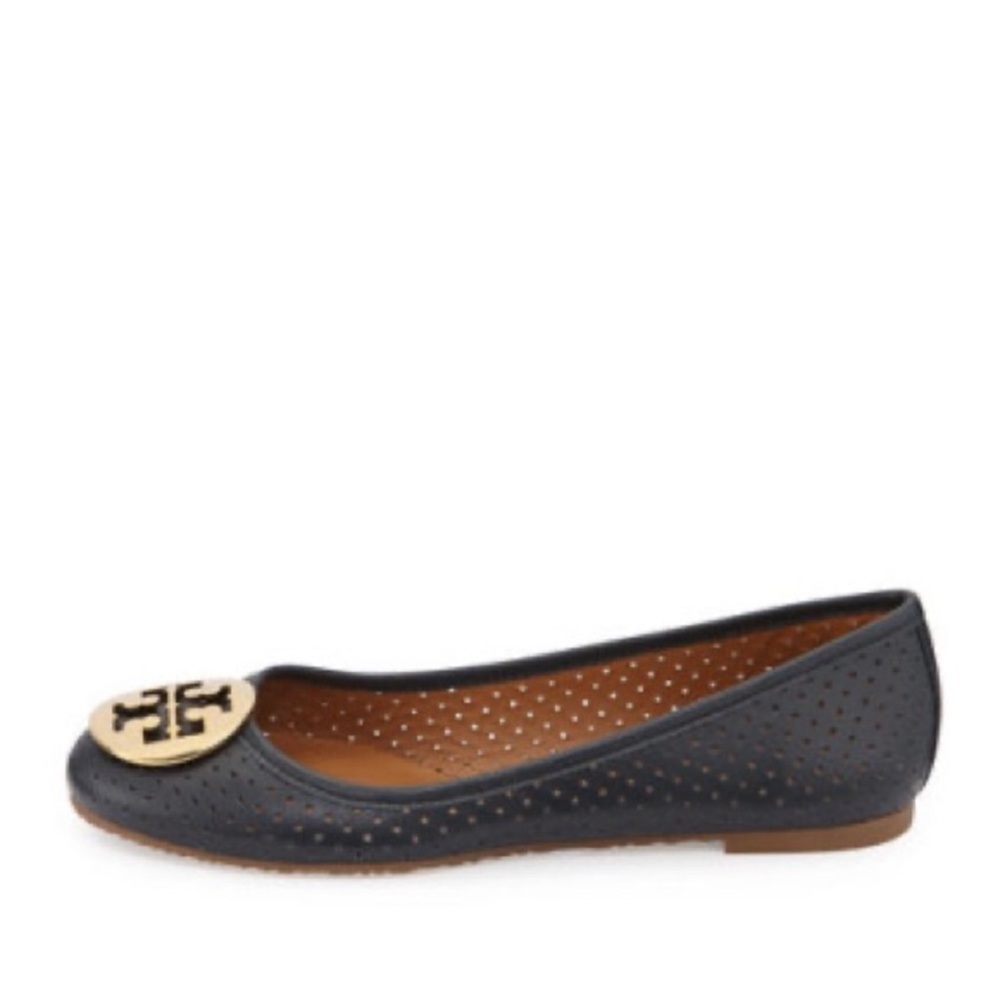 TORY BURCH Reva Perforated Ballet Flat - Navy Blue - Sz 7 - Picture 3 of 12